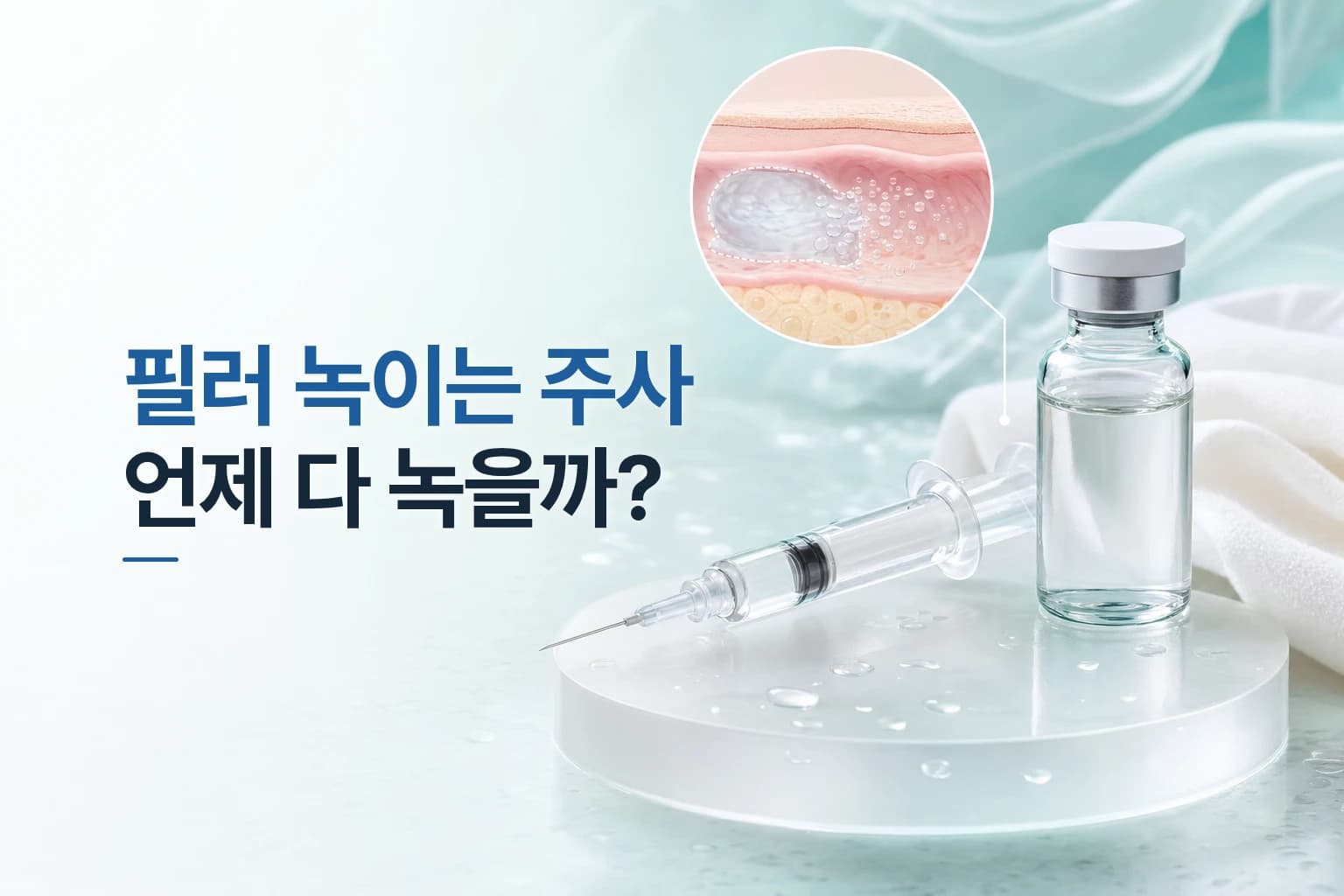 주사기와 바이알, 피부 속 히알루론산 필러가 분해되어 흡수되는 과정을 담은 필러 녹이는 주사 썸네일